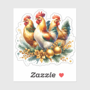 Sticker Trois poules françaises   Douze jours de Noël