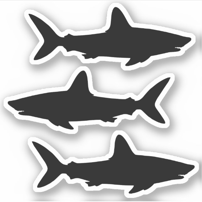 Sticker Trois silhouettes de requins noirs nageant (Devant)