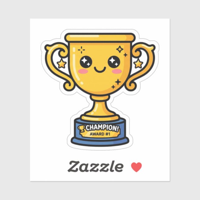 Sticker Trophée de champion numéro un Kawaii pour la fête  (Feuille)