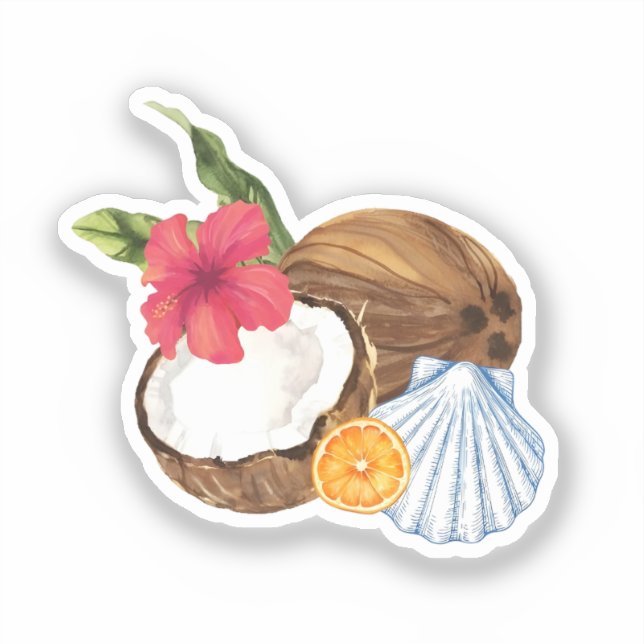 Sticker Tropical Coco et Coquillage (Recto)