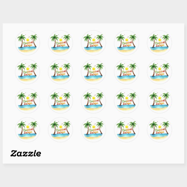 Sticker Tropical Escape Palm Beach (Feuille)