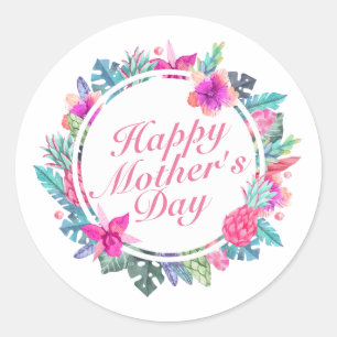 Sticker tropical Happy Mother's Day Floral Frame