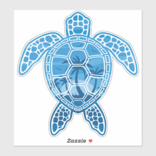 Sticker Tropical Island Sea Turtle Design en bleu