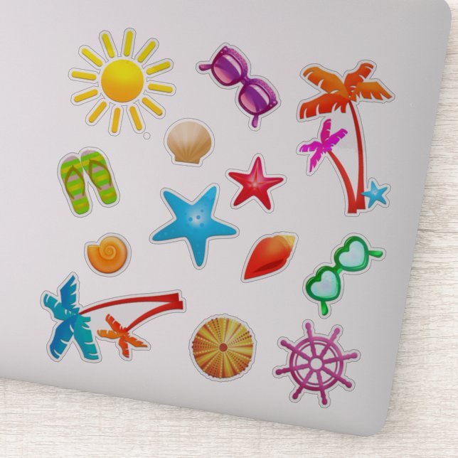 Sticker Tropical Summer Scrapbook Party Favoriser Formé (Détail)