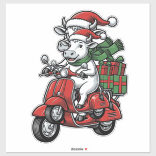 Sticker Trottinette à cheval de Noël drôle Design Vintage_