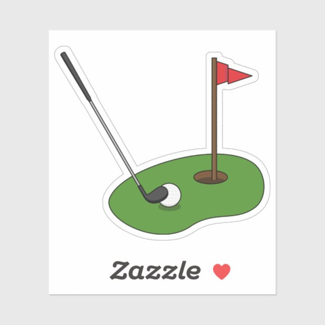 Sticker Trou de golf avec drapeau (Feuille)