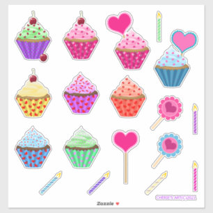 Sticker Trousse de cupcake pour la Saint-Valentin