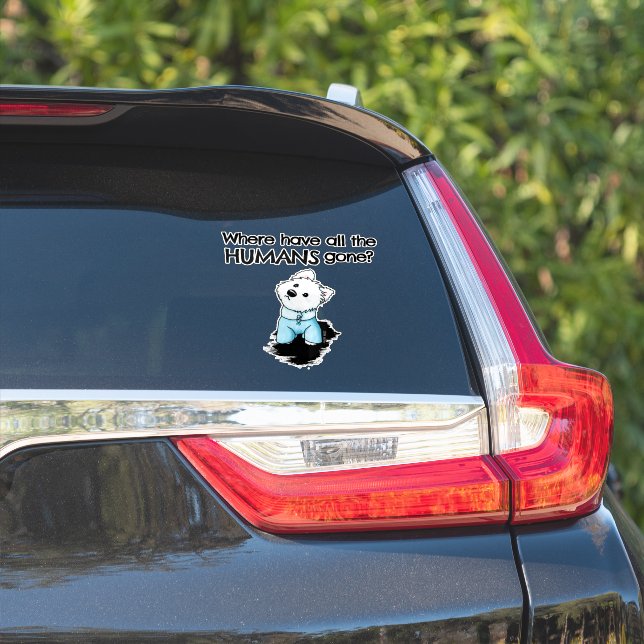 Sticker Trouvez Humanité Westie (Côté voiture)