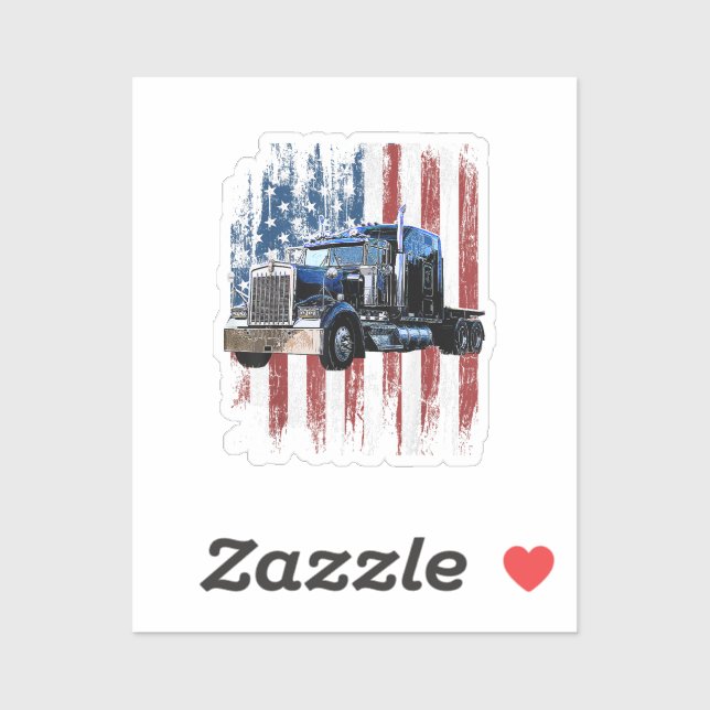 Sticker Trucker American Flag Truck Driver Truck Driver Gi (Feuille)