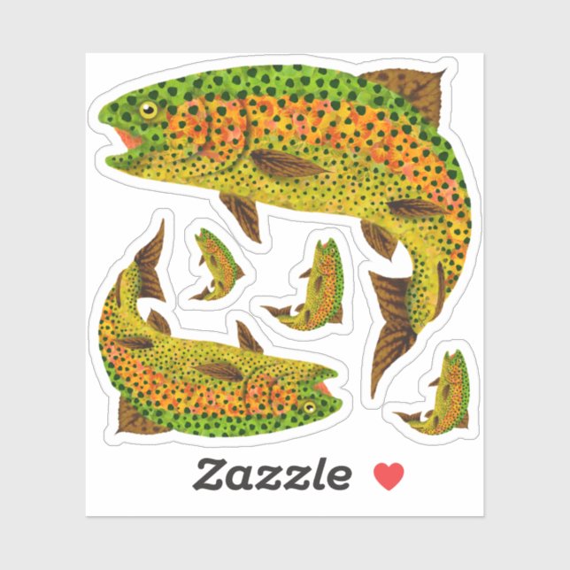 Sticker Truite arc-en-ciel feuille Aspen 1 (Feuille)