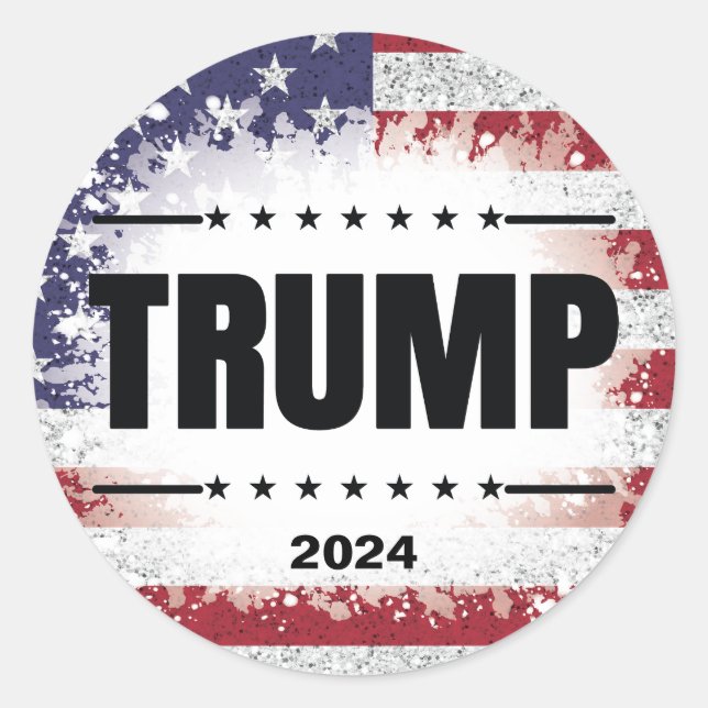 Sticker Trump 2024, drapeau patriotique américain (Devant)