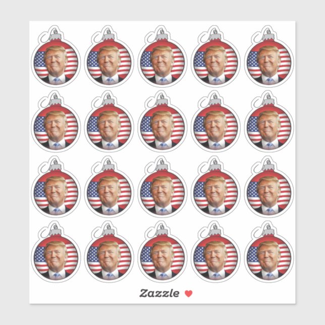 Sticker Trump dans une balle d'arbre de Noël (Feuille)
