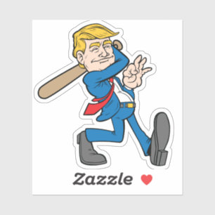 Sticker Trump Lecteur de baseball Bat Swing Cartoon 45