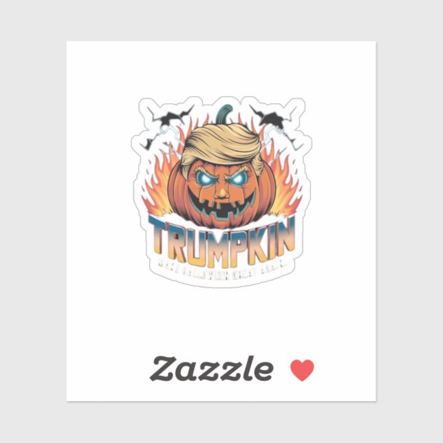 Sticker Trumpkin Classic - Design Citrouille Éffrayant (Feuille)