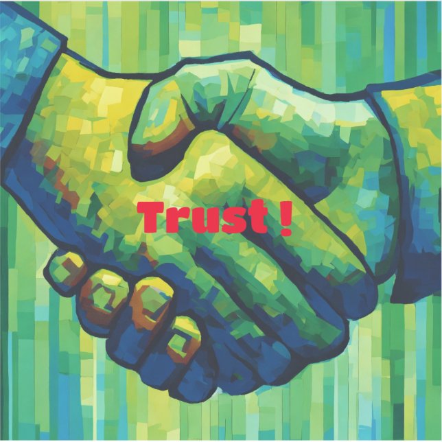 Sticker "TrustTouch : Une poignée de main sous forme d'aut (Devant)