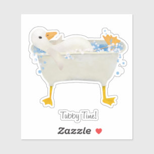Sticker Tubby Time! Canard se relaxant dans une baignoire 
