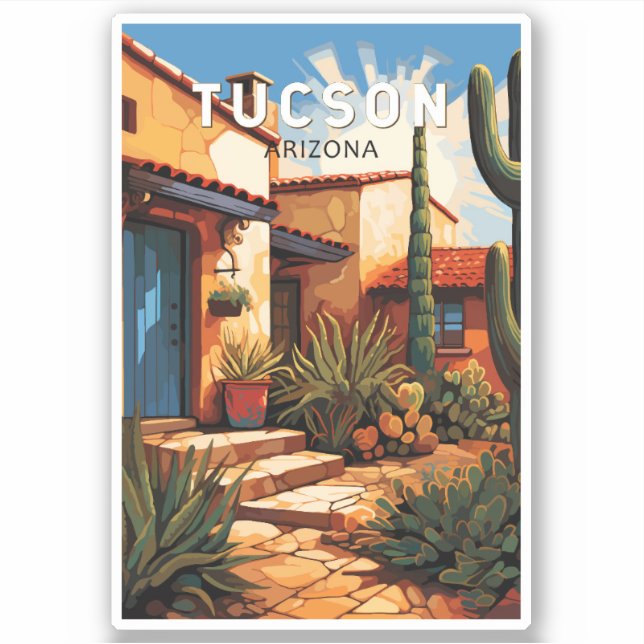 Sticker Tucson Arizona Travel Art Vintage (Devant)