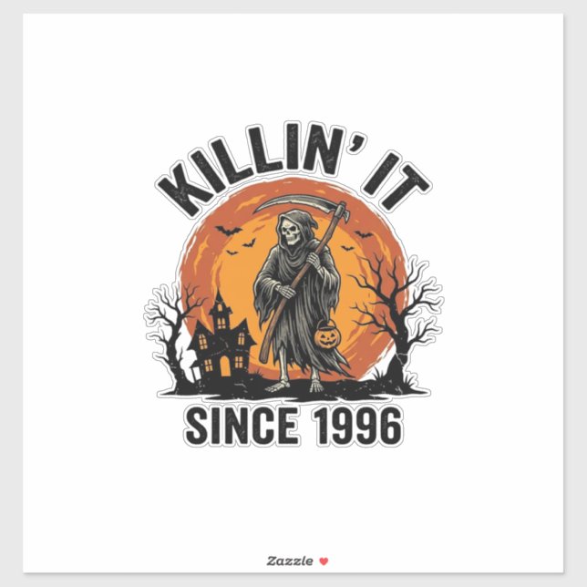 Sticker Tueur depuis 1996 Vintage Halloween Reaper Dés (Feuille)