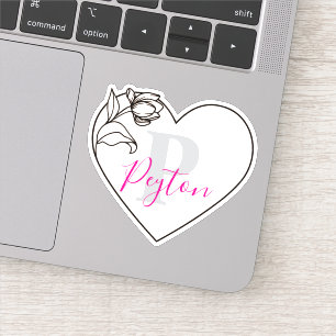 Sticker Tulipe personnalisée cœur romantique avec nom pers