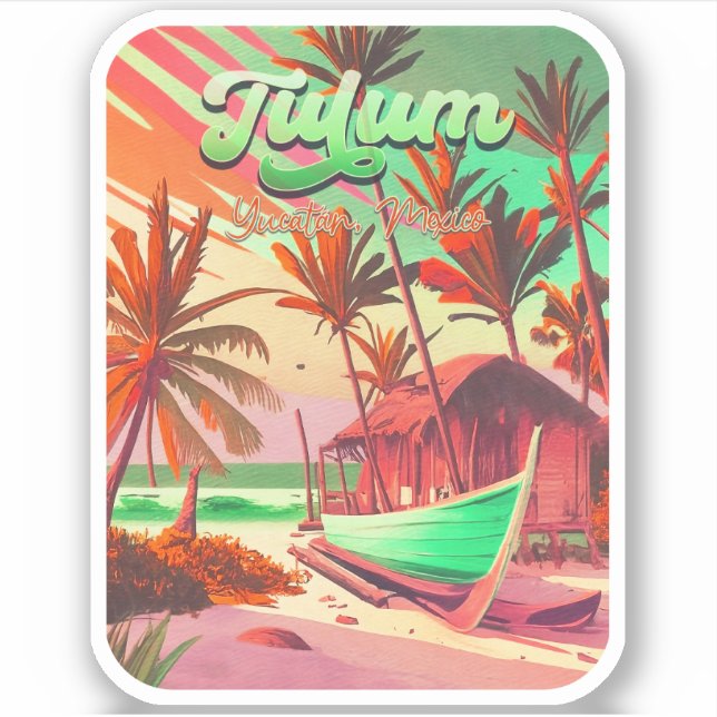 Sticker Tulum Yucatán Plage de Mexico Coucher de soleil (Devant)