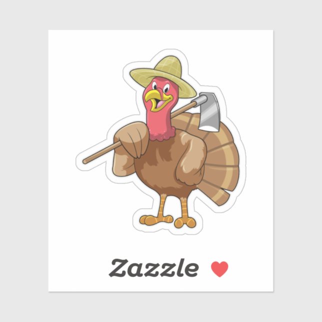 Sticker Turkey as Farmer (Feuille)