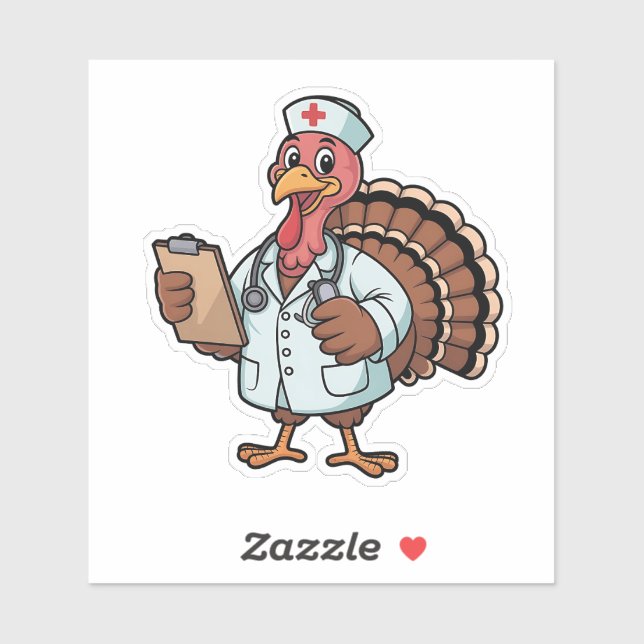 Sticker Turquie en soins infirmiers infirmière Thanksgivin (Feuille)