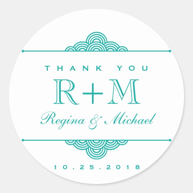 Sticker turquoise Bleu Blanc Flèche Cercle Mariage (Devant)