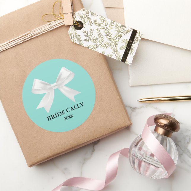 Sticker Turquoise Bleu Tiara Party Classic rond (Cadeaux)