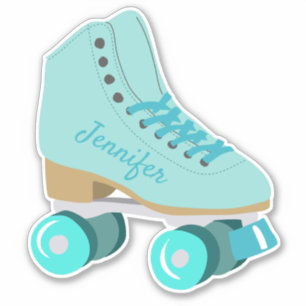 Sticker Turquoise Blue Retro Quad Roller Patinage Personna