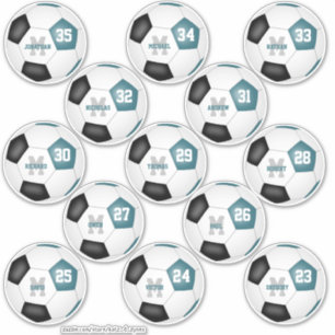 Sticker turquoise équipe de football noir couleurs 13 joue