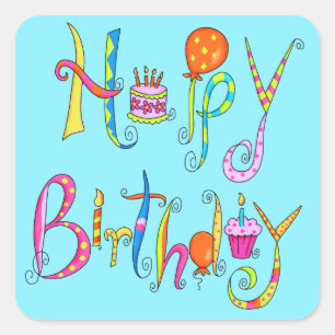 Sticker Turquoise Joyeux Anniversaire