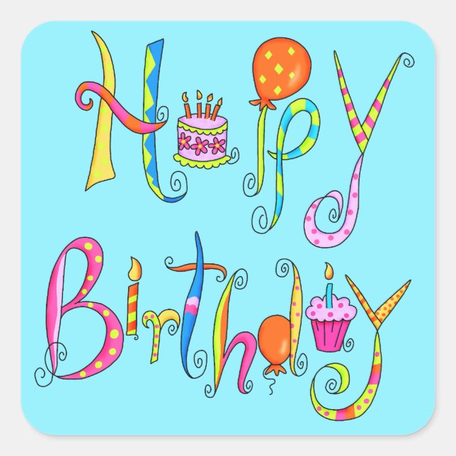 Sticker Turquoise Joyeux Anniversaire (Devant)