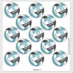 Sticker turquoise noir 13 joueurs personnalisés noms volle