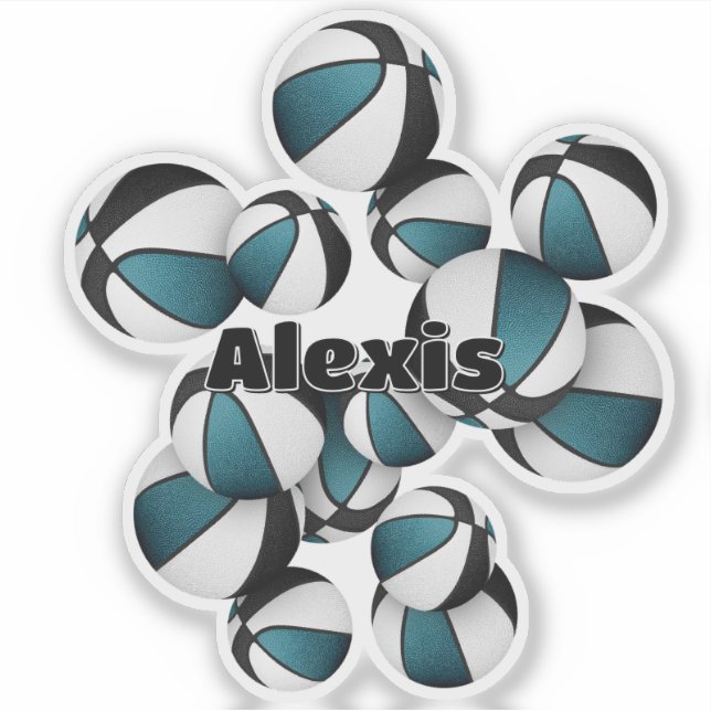 Sticker turquoise noir couleurs de l'équipe basket-ball no (Devant)