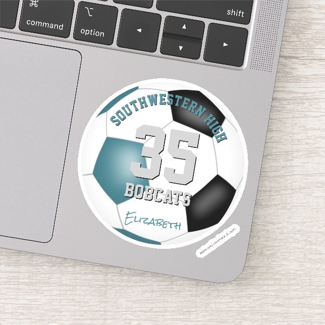 Sticker Turquoise noir équipe couleurs enfants soccer banq (Détail)