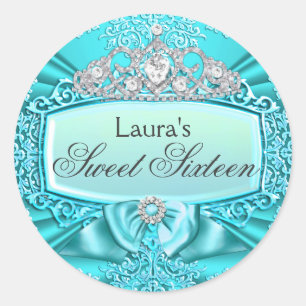 Sticker turquoise Princesse Tiara & Damask Sweet 1