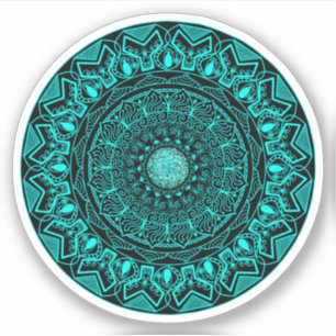 Sticker Turquoise Round Mandala élégant