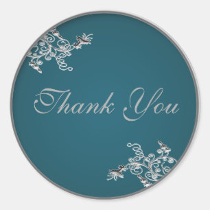 Sticker turquoise sur Merci rond de 1,5 po