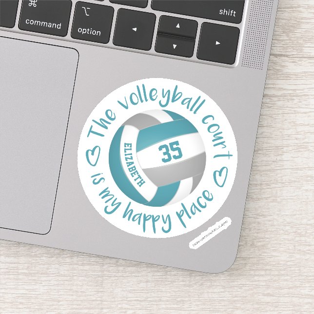 Sticker turquoise terrain de volley-ball gris mon endroit  (Détail)