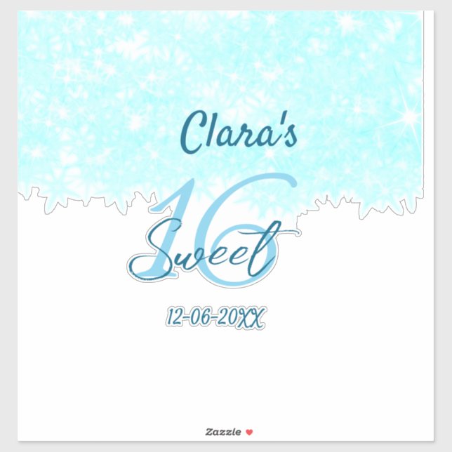 Sticker Turquoise turquoise agate doux 16 anniversaire ajo (Feuille)