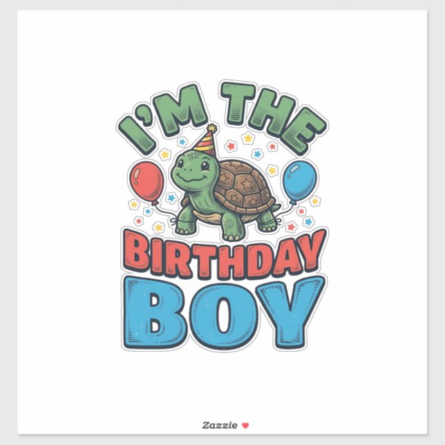 Sticker Turtle Garçon d'anniversaire Vintage Conception de (Feuille)