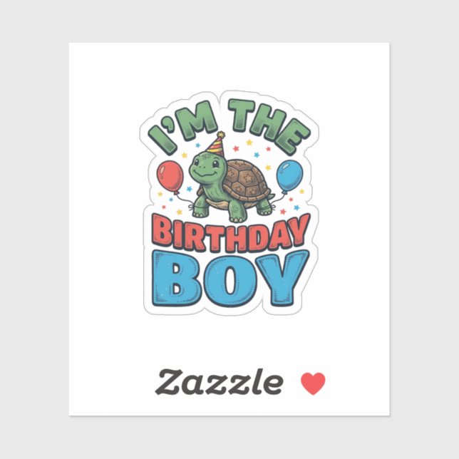 Sticker Turtle pour garçon d'anniversaire Design de chemis (Feuille)
