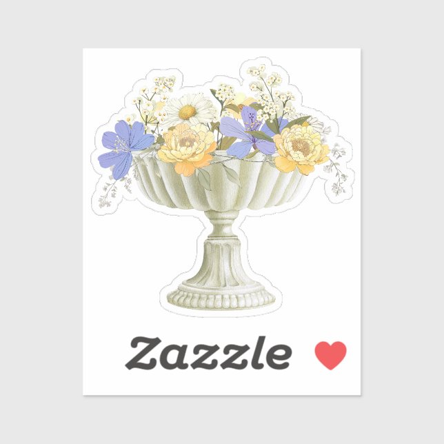 Sticker Tuscan Garden Urn Floral Arrangement Wedding (Feuille)