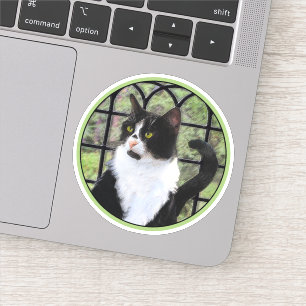 Sticker Tuxedo Chat dans la peinture de fenêtre Art animal
