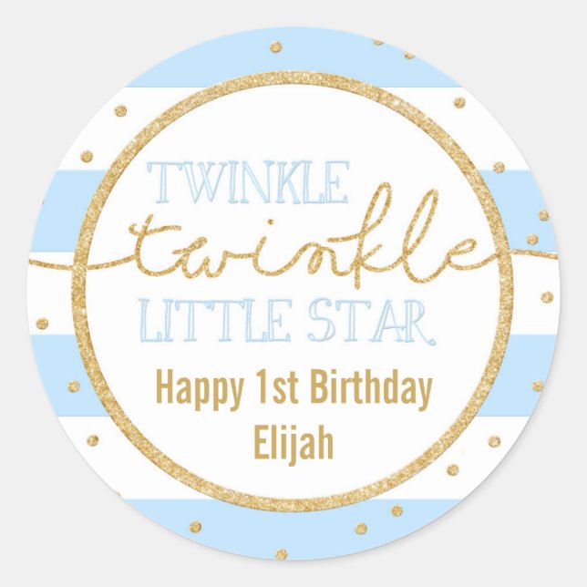 Sticker Twinkle Blue et Gold pour l'anniversaire (Devant)