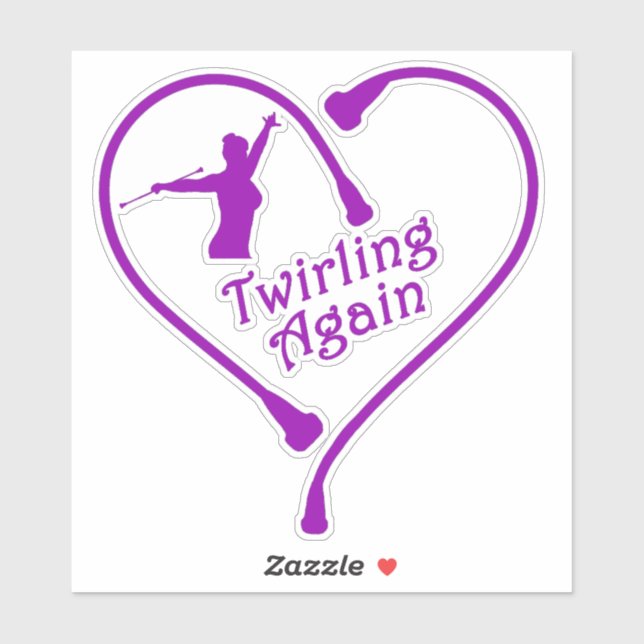 Sticker Twirling nouveau coeur pourpre 6X6 Décal (Feuille)
