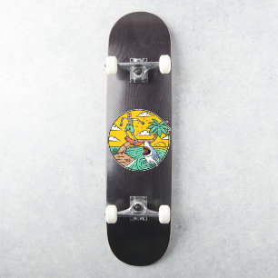Sticker Type squelette de skateboard sur une île déserte a