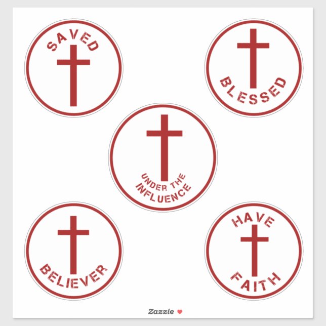 Sticker Typographie de la foi chrétienne Jeu 2 avec Croix  (Feuille)