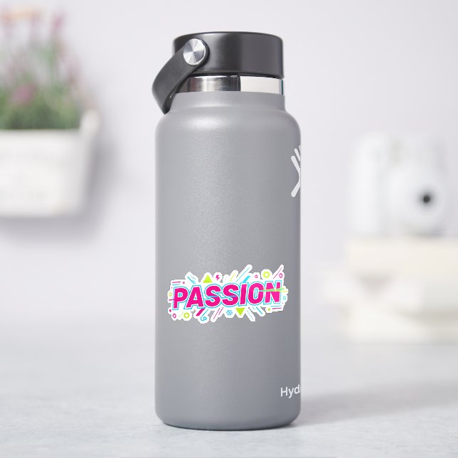 Sticker Typographie Passion Vibrante - Art Pop Rétro 90 (HydroFlask)