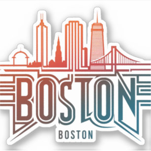 Sticker Typographie Skyline de Boston